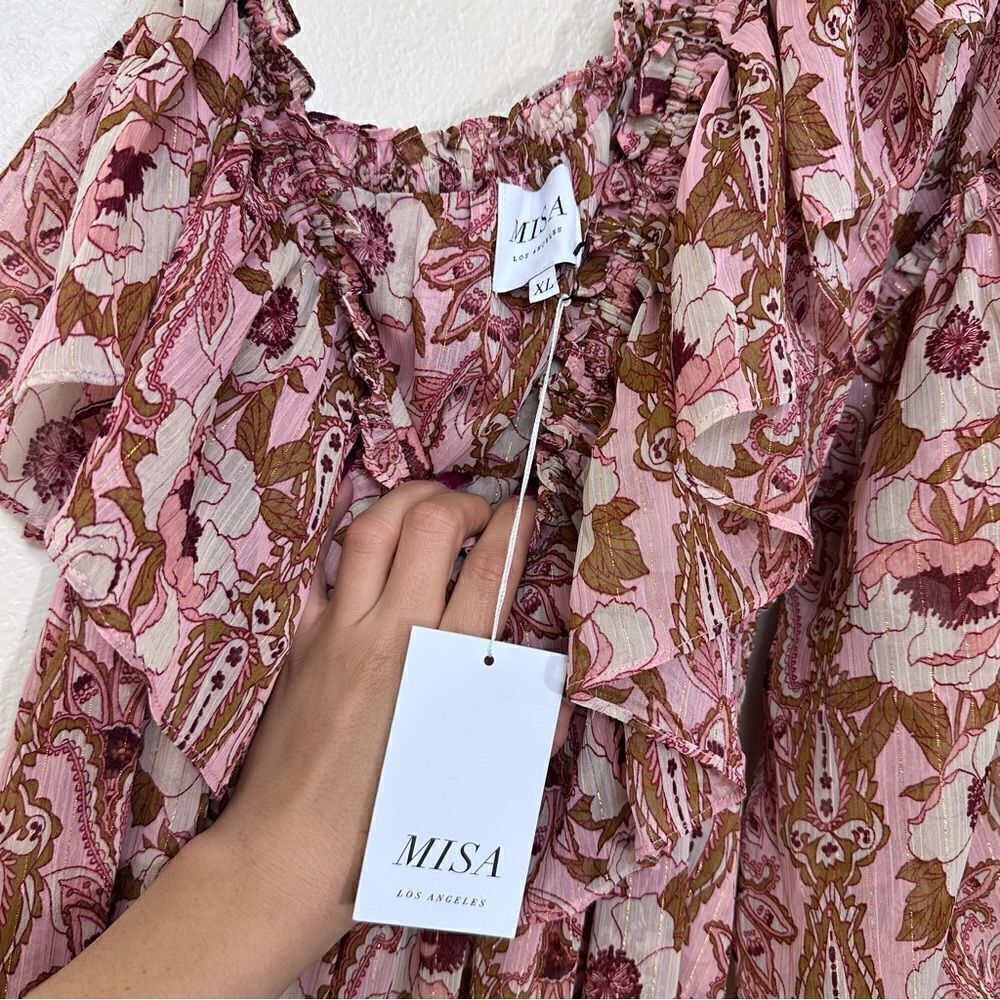 MISA LOS ANGELES Rumi One Shoulder Floral Asymmetrical Dress Size XL - Picture 6 of 10